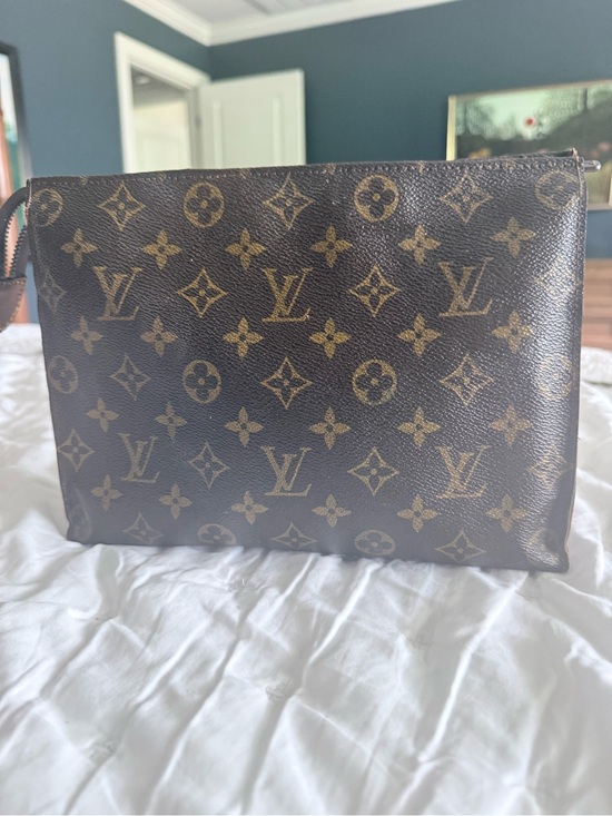 Louis Vuitton Handbags - Louis Vuitton Brown Canvas Pouch with Gold Hardware